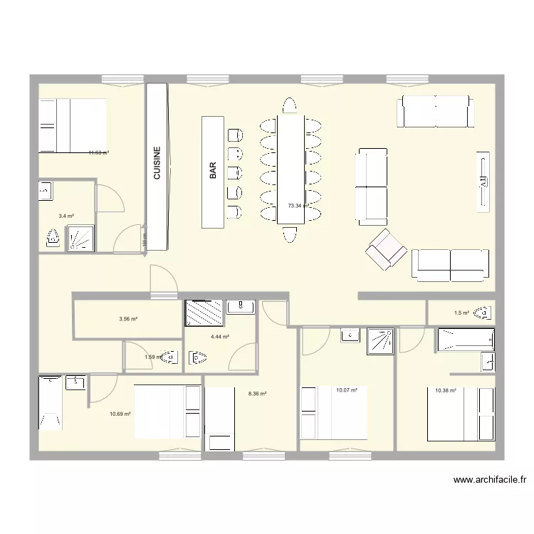 Plan Echo N3 1 appartement. Plan de 