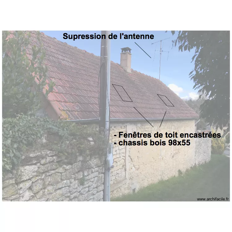 DPT Document graphique. &Eacute;tat existant et projet&eacute;. Fa&ccedil;ade Sud. Plan de 