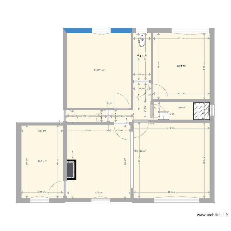 original hauchecorne. Plan de 5 pièces et 71 m2