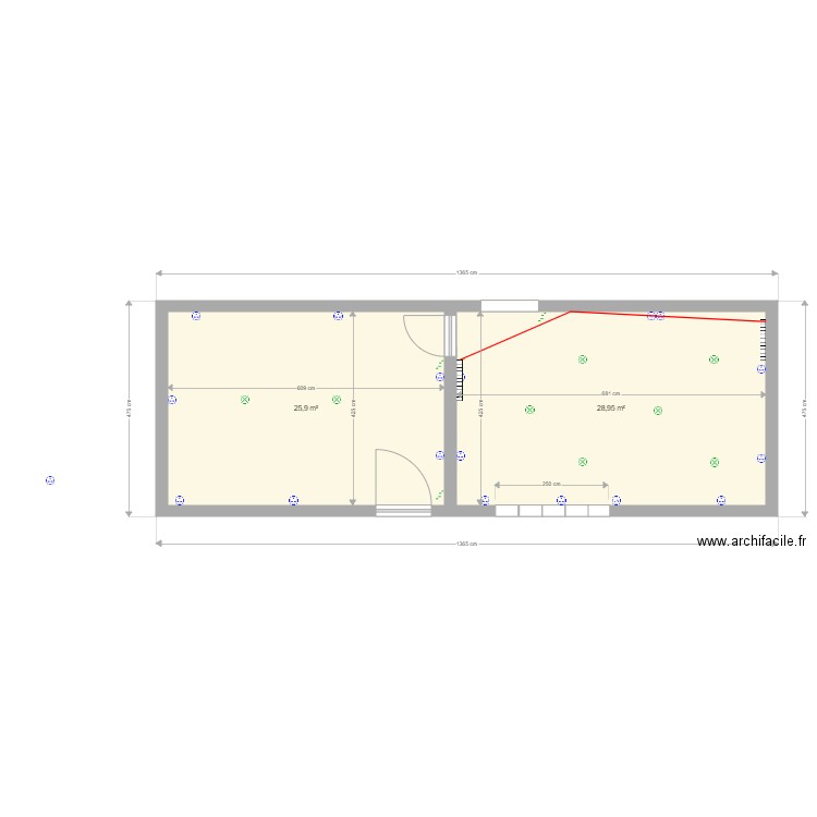 arriere grange v05. Plan de 2 pièces et 55 m2