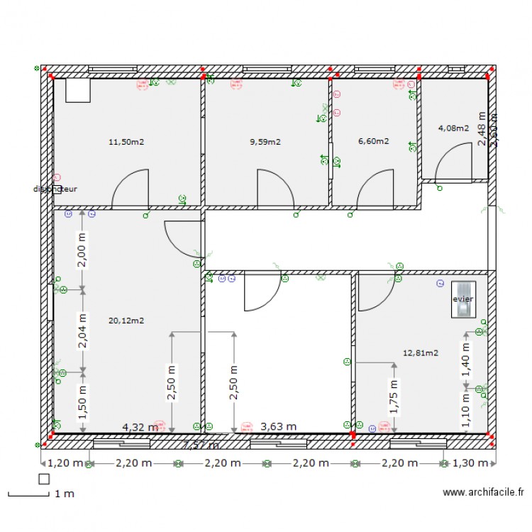 10 04 elect salles d eau et chambres 2014. Plan de 0 pièce et 0 m2