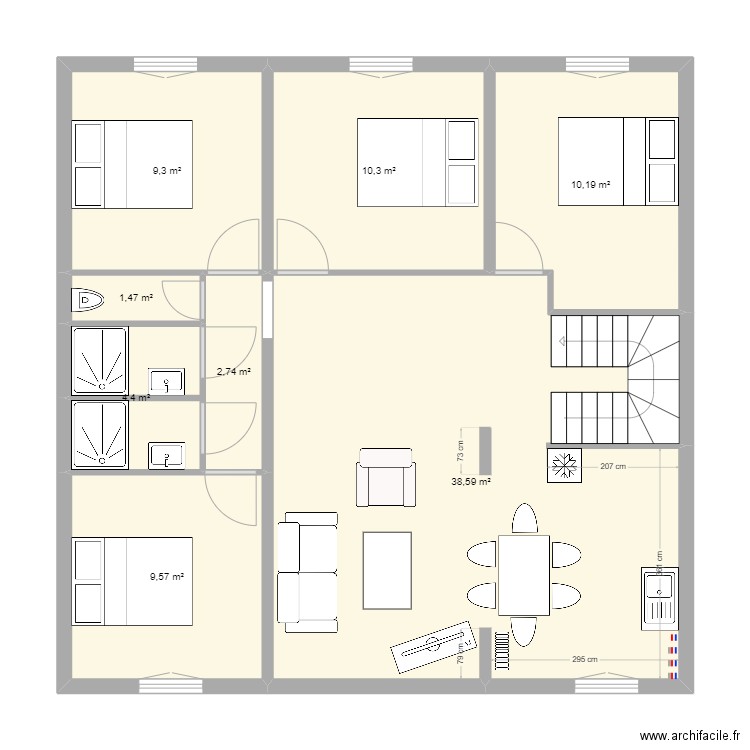 Michael1. Plan de 8 pièces et 87 m2