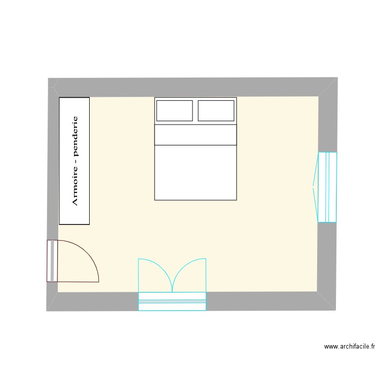 Chambre 1 Riv. Plan de 1 pièce et 19 m2
