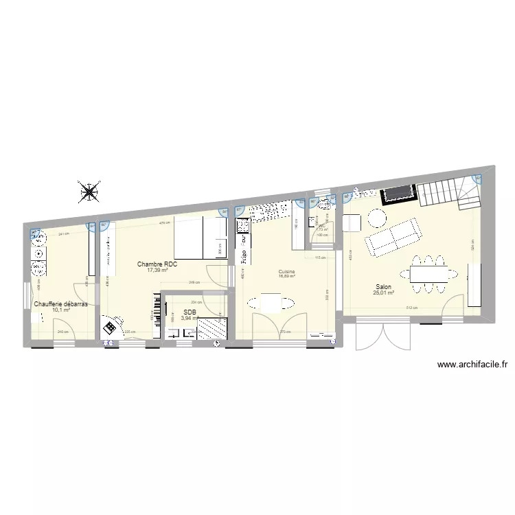 Patis Maison Fernand 3 chambres V1. Plan de 