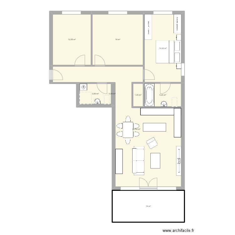 Appart. Plan de 9 pièces et 112 m2