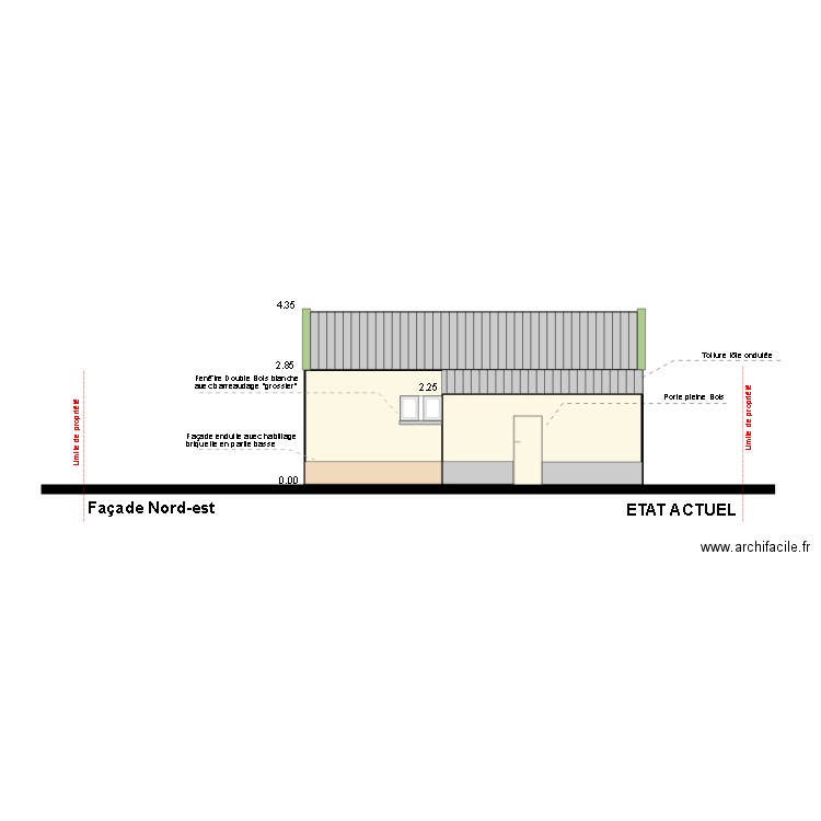 DP04a Façade Sud Ouest Etat Actuel. Plan de 0 pièce et 0 m2