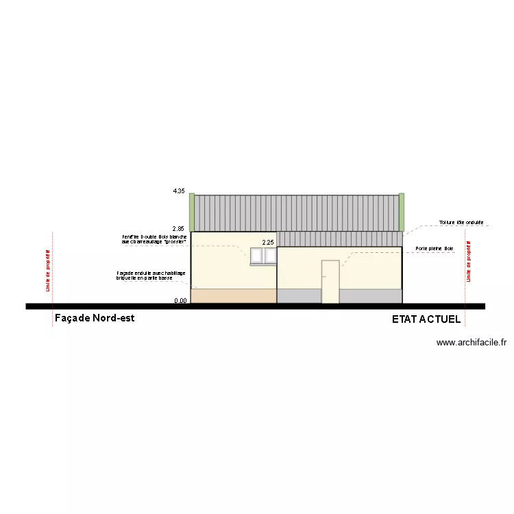DP04a Fa&ccedil;ade Sud Ouest Etat Actuel. Plan de 