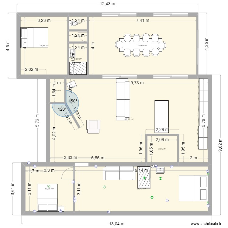 EXTENSION MAISON. Plan de 10 pièces et 147 m2