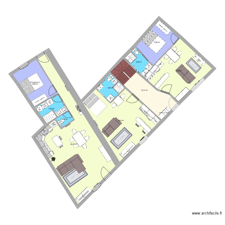 mussidan 2. Plan de 19 pièces et 258 m2