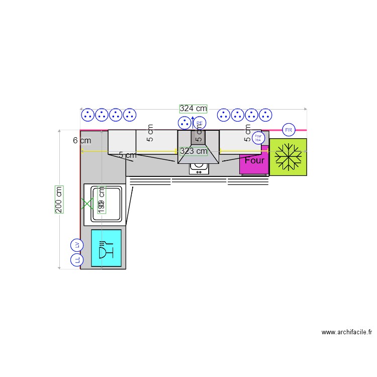 cuisine les issambres 7 1 bac. Plan de 0 pièce et 0 m2