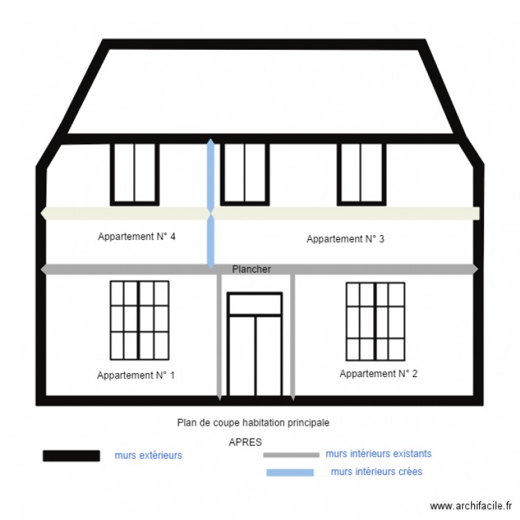 PLAN DE COUPE bâtiment 1 façade après. Plan de 0 pièce et 0 m2