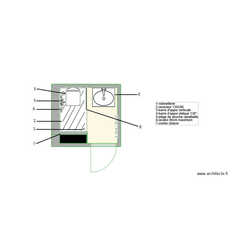 gueluy. Plan de 2 pièces et 3 m2