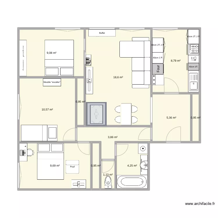 Appartement Coll&egrave;ge G. Gaud. Plan de 
