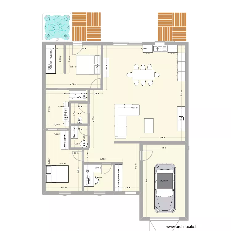 plan maison. Plan de 7  et 139 m²