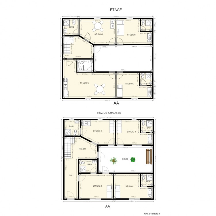 TITON. Plan de 18 pièces et 206 m2