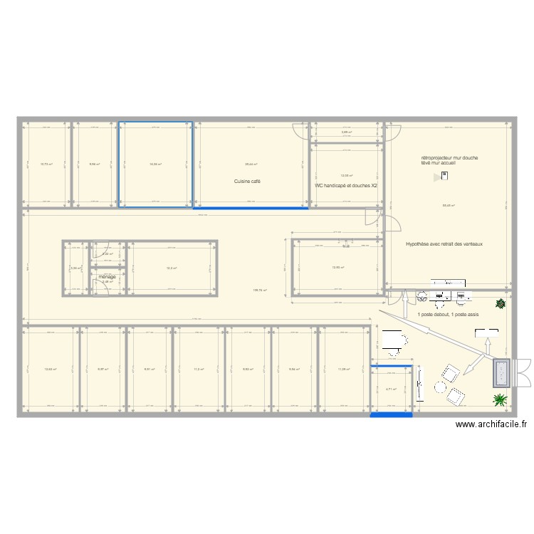 RDC TPNA Bordeaux vierge hypothèse 2 Accueil. Plan de 0 pièce et 0 m2