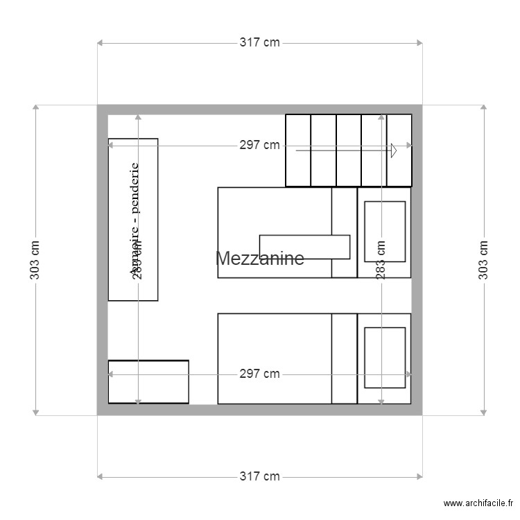 mezannine. Plan de 0 pièce et 0 m2