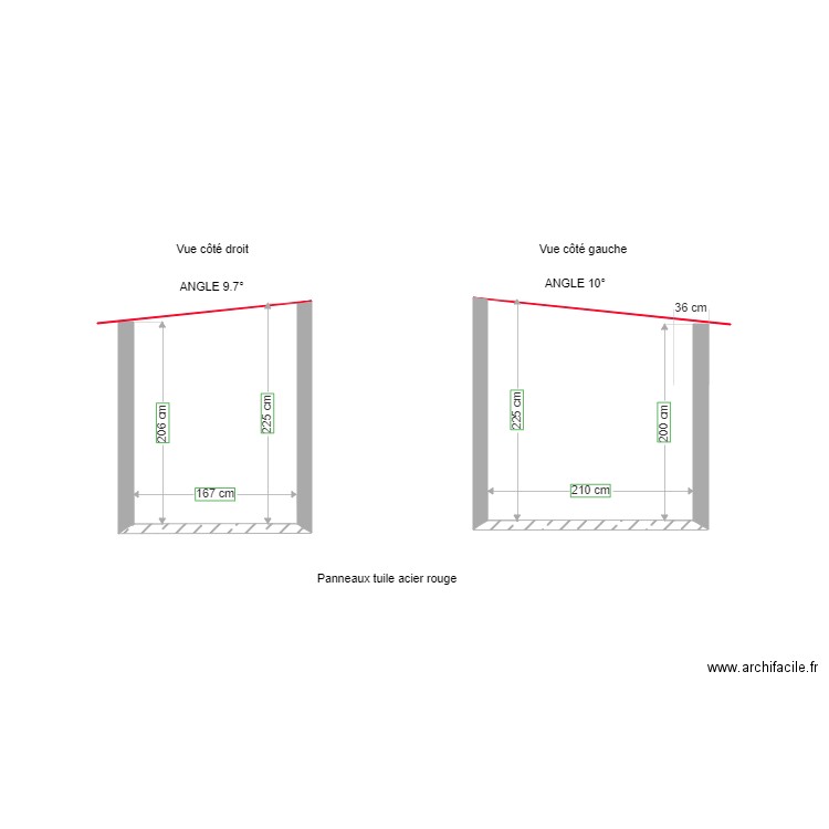 Abri de jardin vue de cote avec niveau 3. Plan de 0 pièce et 0 m2