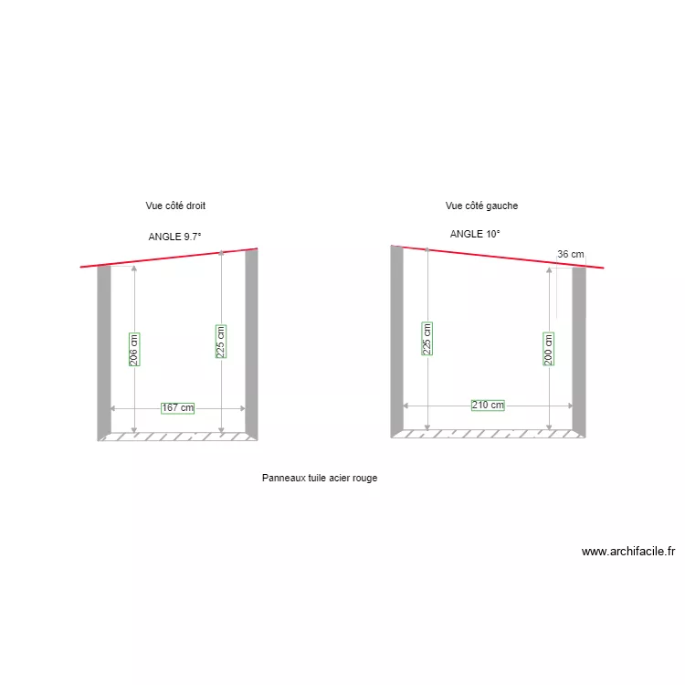 Abri de jardin vue de cote avec niveau 3. Plan de Abri de jardin vue de cote avec niveau 3. Plan de