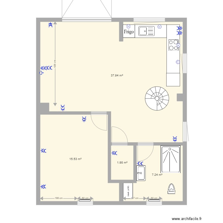 Gites final 9. Plan de 8 pièces et 90 m2