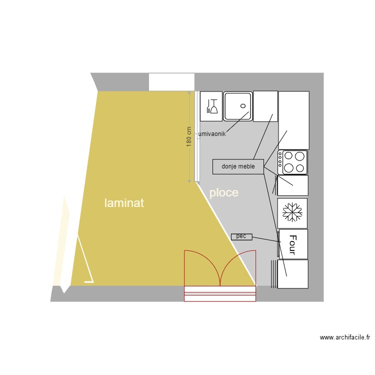 cuisineRev04. Plan de 3 pièces et 17 m2