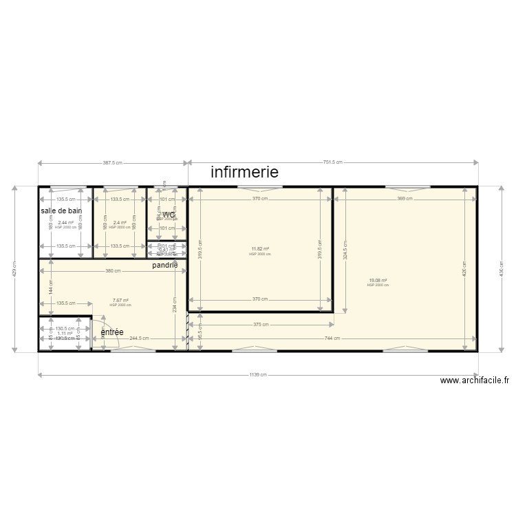 infirmerie. Plan de 0 pièce et 0 m2