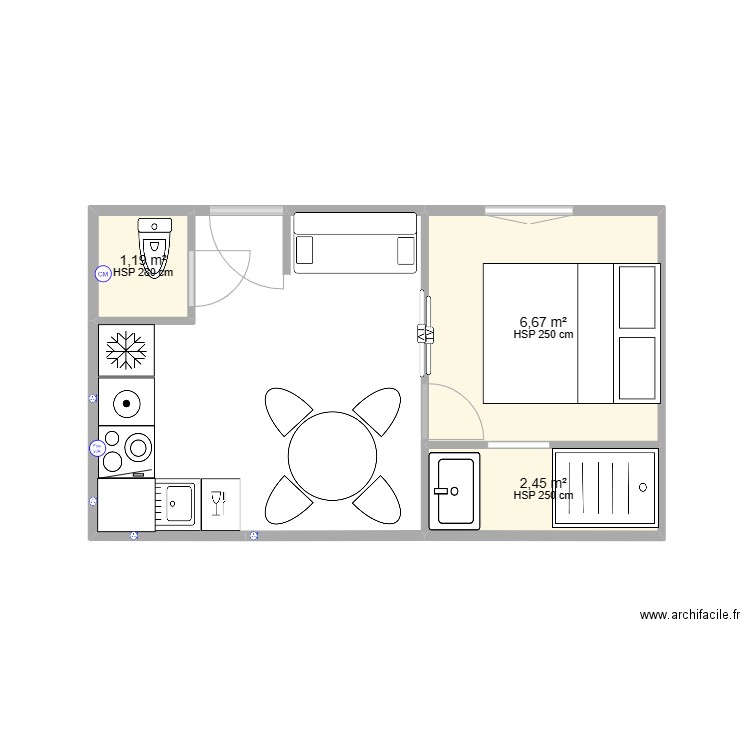 STUDIO RAPHA 1. Plan de 3 pièces et 10 m2