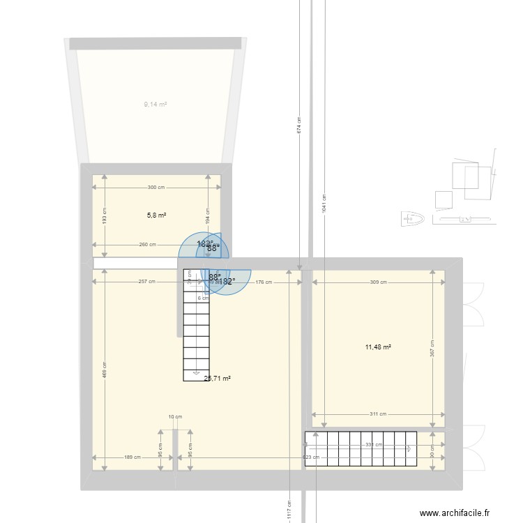 poete. Plan de 12 pièces et 99 m2