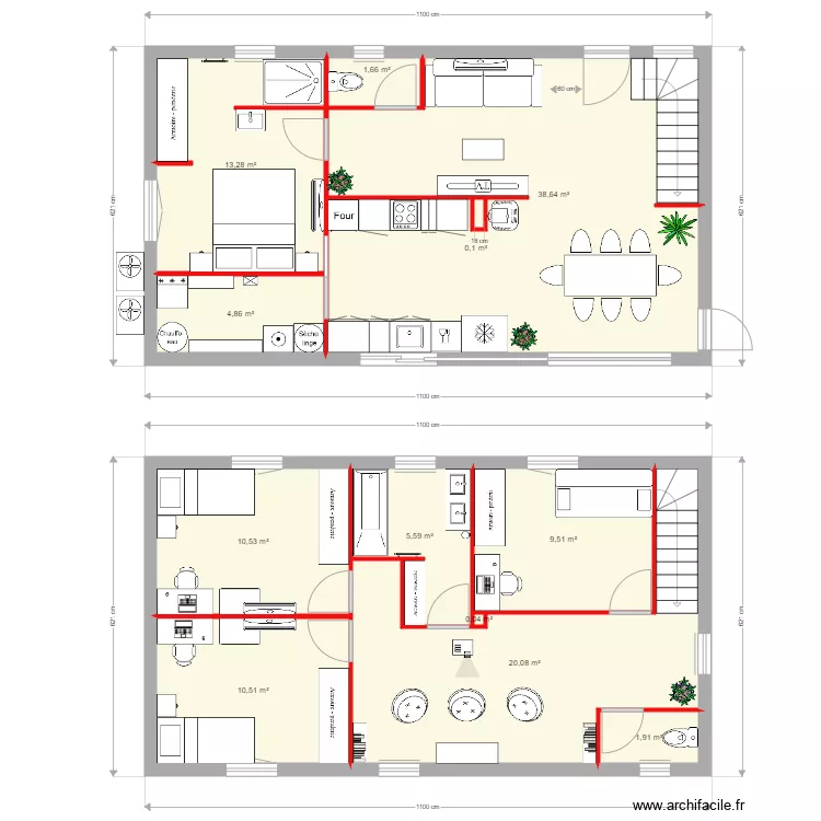 maison etage sans garage. Plan de 