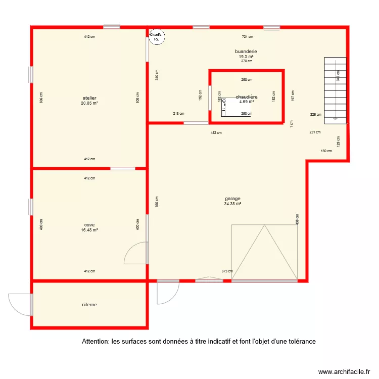 BI 4654 cave cot&eacute;. Plan de 