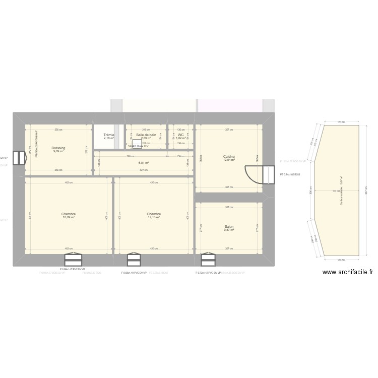 Taoffili. Plan de 13 pièces et 201 m2