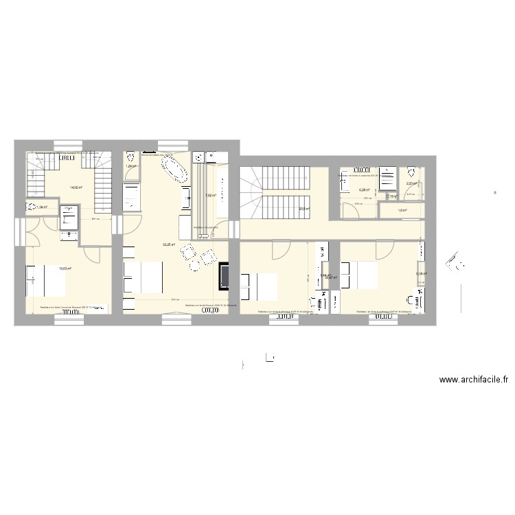 La Soudelle 1er étage   Chauffage. Plan de 14 pièces et 139 m2