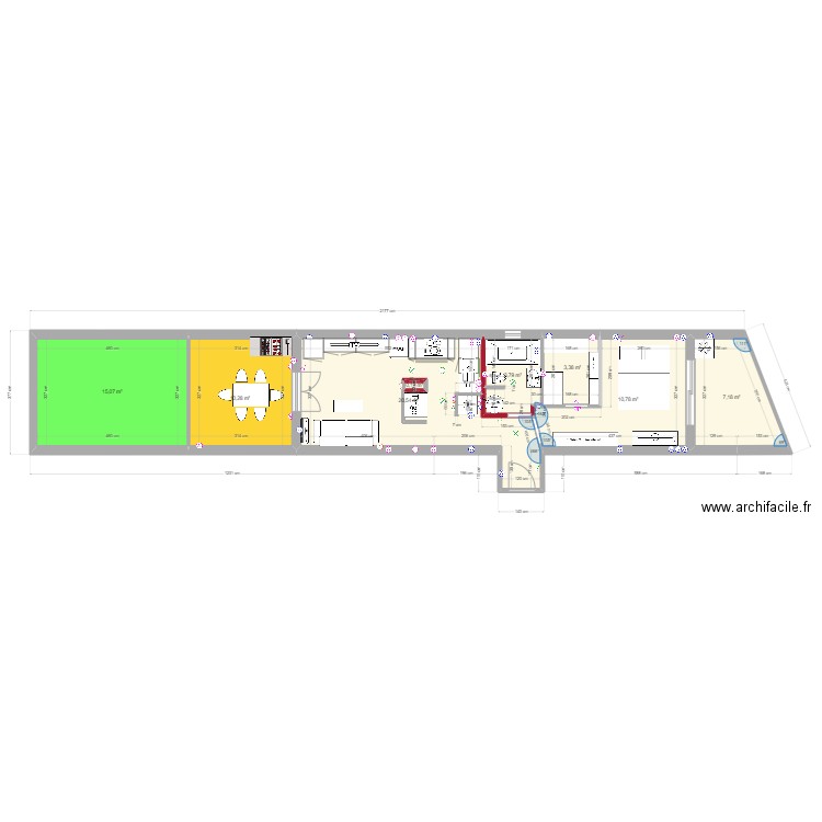 Sejour T3 frj. Plan de 8 pièces et 72 m2