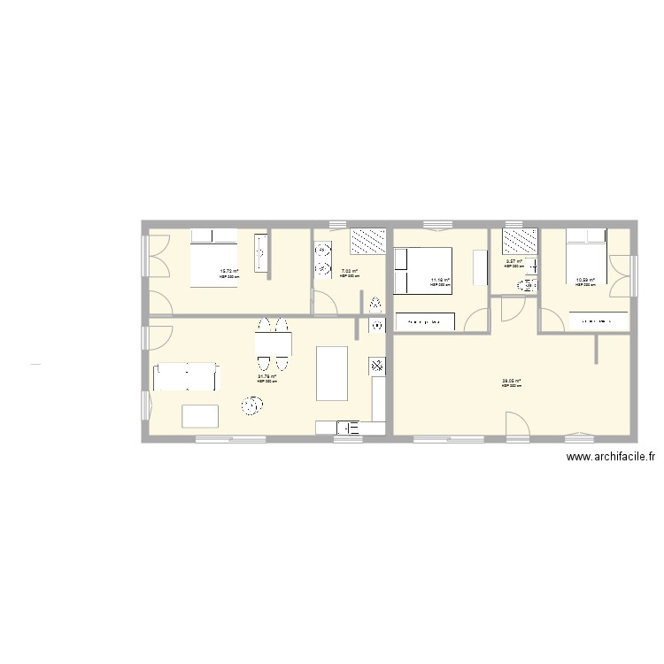 appartement 55m2. Plan de 0 pièce et 0 m2