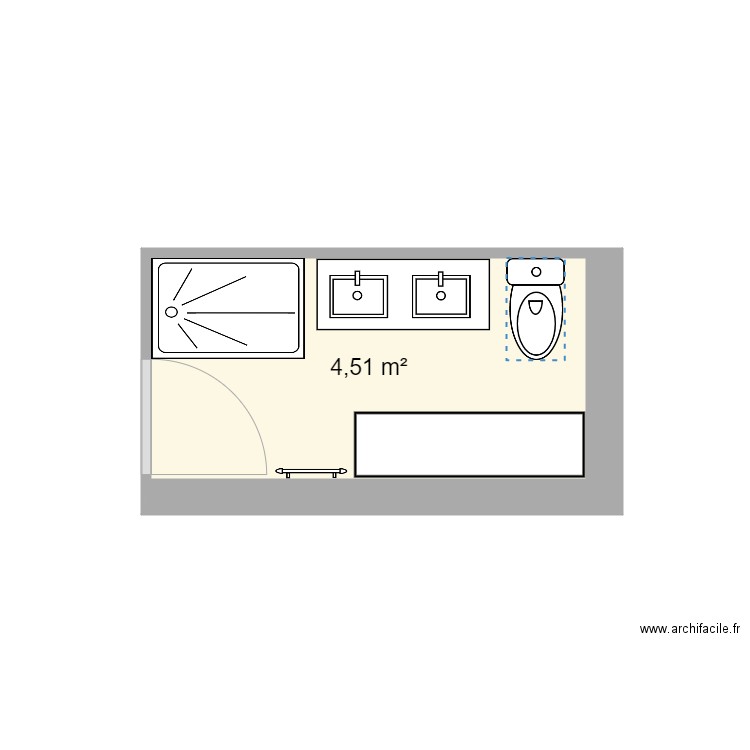 Projet 4 Salle de Bain Cadillac. Plan de 1 pièce et 5 m2