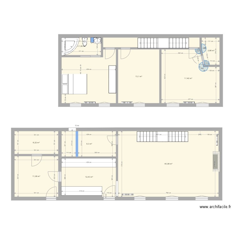 Pilon 06. Plan de 9 pièces et 117 m2