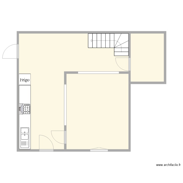 N7 aprés travaux. Plan de 3 pièces et 44 m2