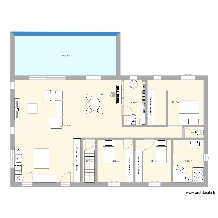 maison2. Plan de 9 pièces et 147 m2