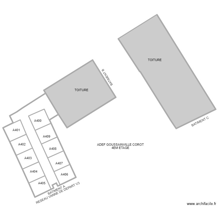 ADEF COROT GOUSSAINVILLE 4EM ETAGE. Plan de 11 pièces et 1105 m2