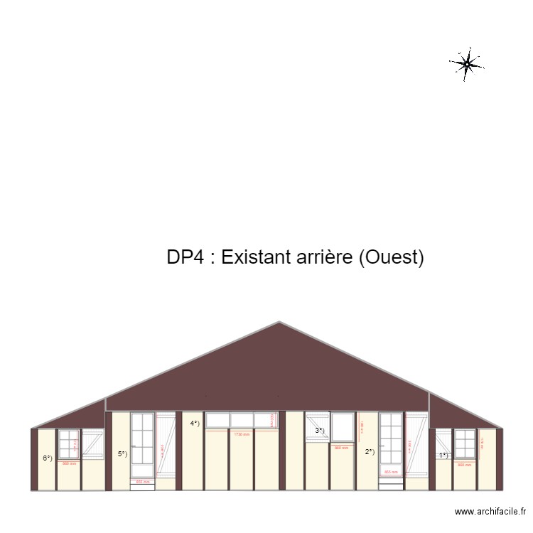 DP4 existant Arriere. Plan de 21 pièces et 57 m2