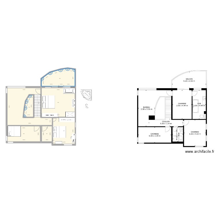 Strépy Etage test. Plan de 7 pièces et 99 m2