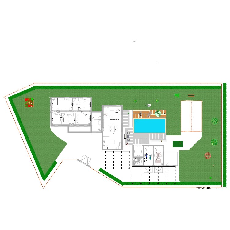 plan maison gareoult troisieme plan  exterieurs et  poul house  et  parking. Plan de 0 pièce et 0 m2
