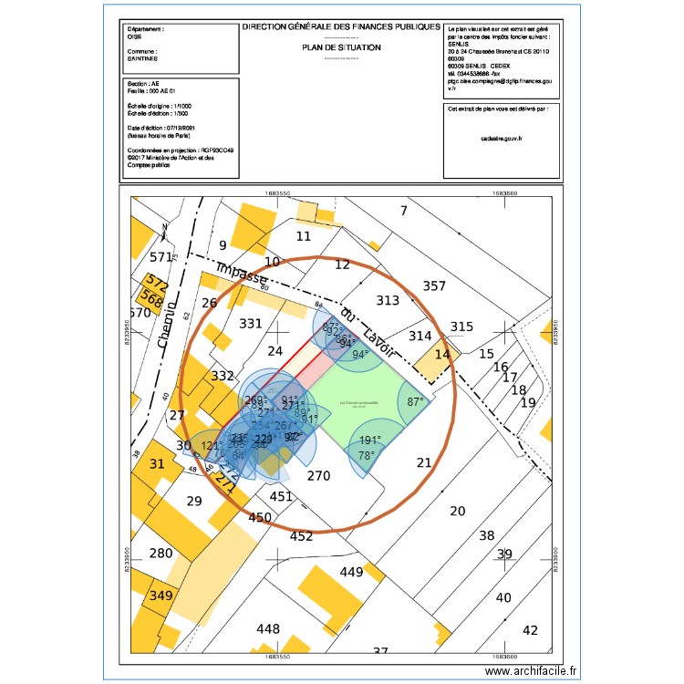 cadastre saintines. Plan de 0 pièce et 0 m2