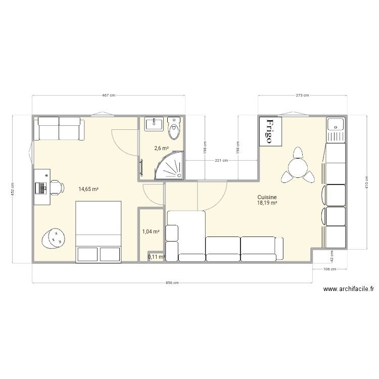 Le Panier. Plan de 5 pièces et 37 m2