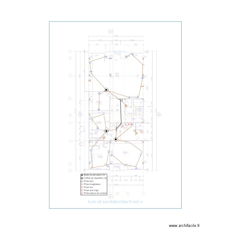 Alimentation de prises Etage 4. Plan de 0 pièce et 0 m2