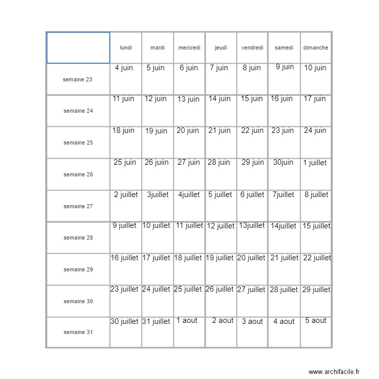 planning. Plan de 0 pièce et 0 m2