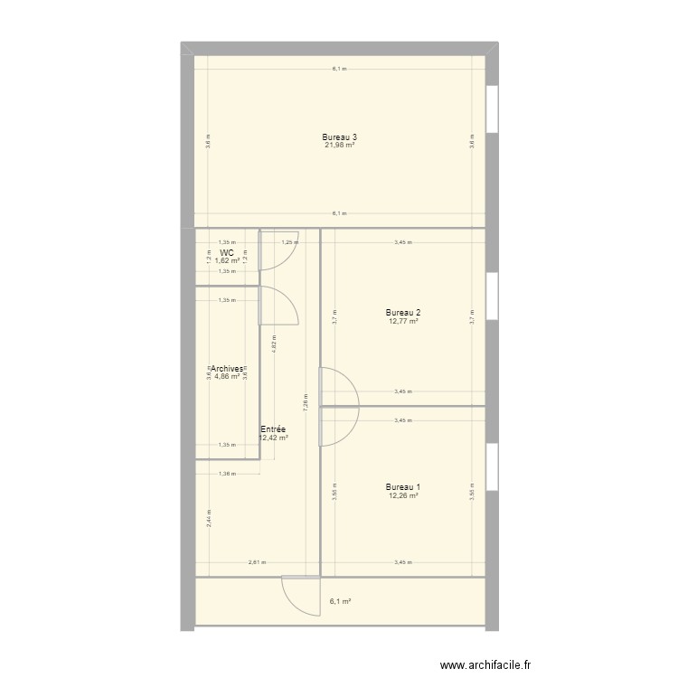 VILLABE AUTO LAVAGE. Plan de 7 pièces et 72 m2