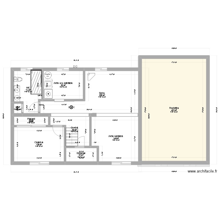 Echelle RDC. Plan de 23 pièces et 230 m2