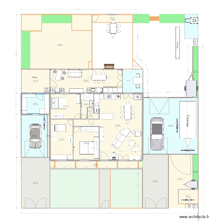 Saint andré janvier 2023 auvent. Plan de 29 pièces et 432 m2