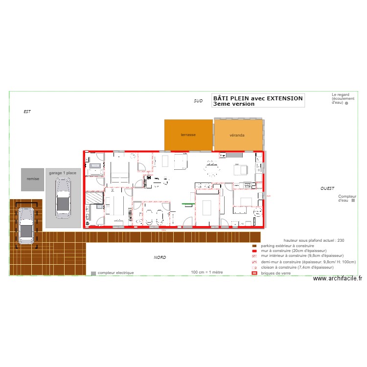 Bâti PLEIN avec extension 3eme version. Plan de 0 pièce et 0 m2